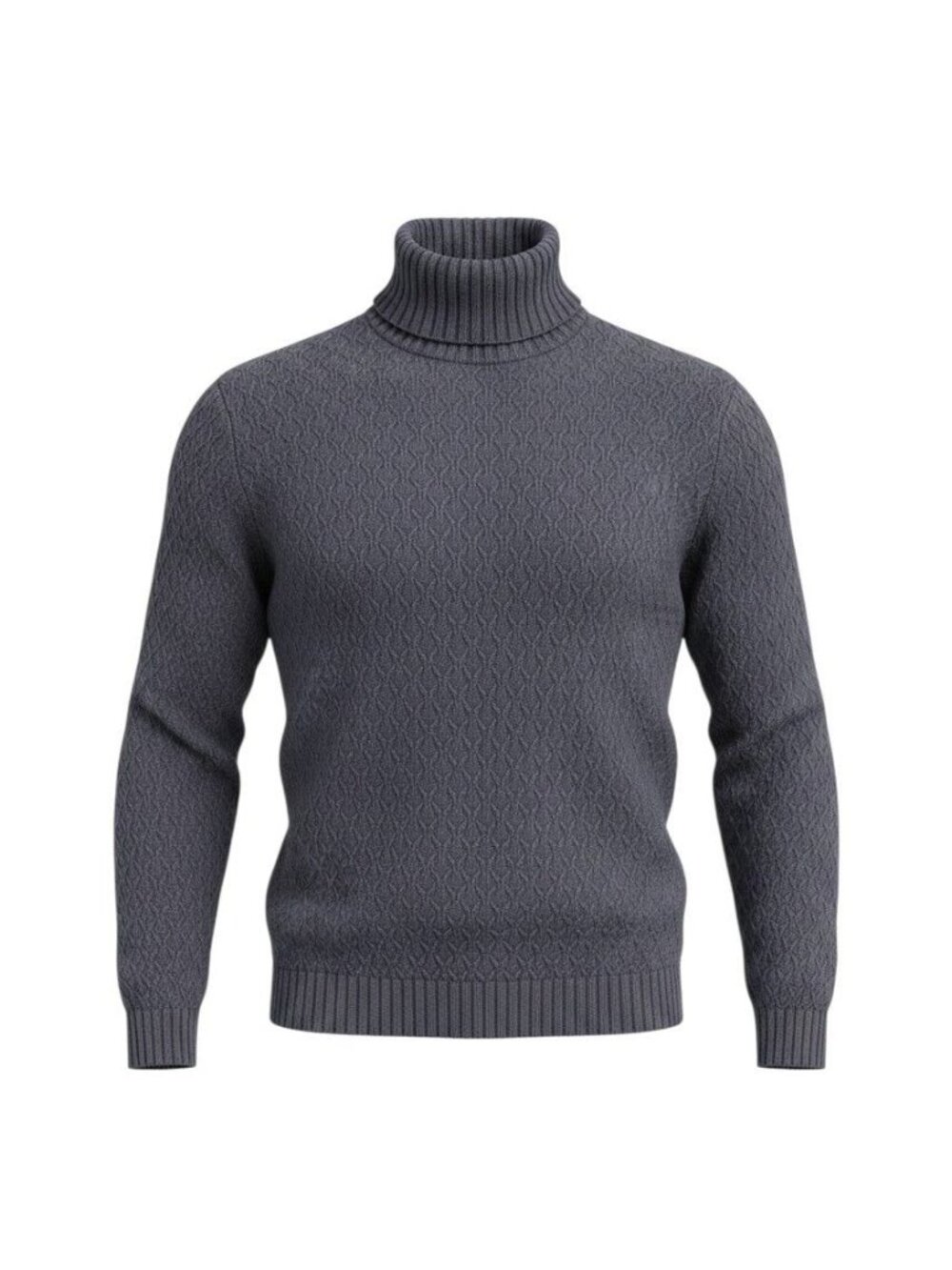 Tasso Elba Mens Blue Cable Knit Turtleneck Sweater Large